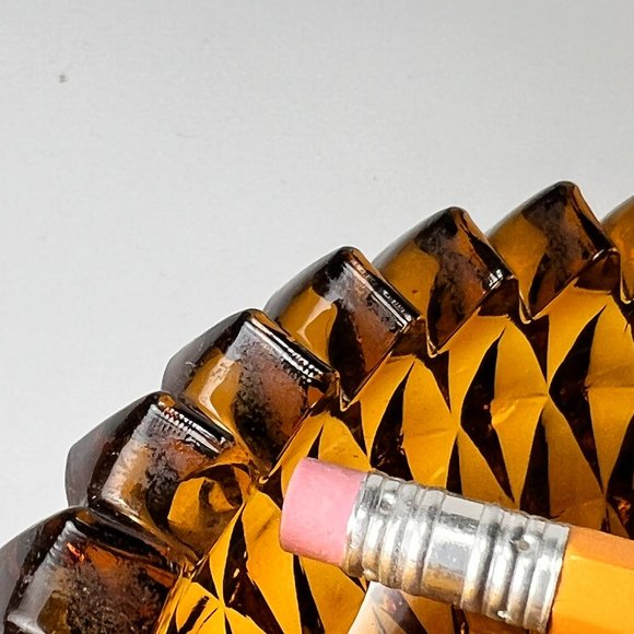 Vtg Indiana Art Glass Amber Diamond Point Peg Votive Candle Holders Retro MCM - Picture 9 of 12